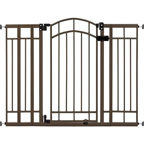 Summer Infant Multi-Use Decorative Extra Tall Safety Pet and Baby Gate, 28.5'-48' Wide, 36' Tall,Pressure or Hardware Mounted,Install on Wall or Banister in Doorway or Stairway,Auto Close Door-Bronze