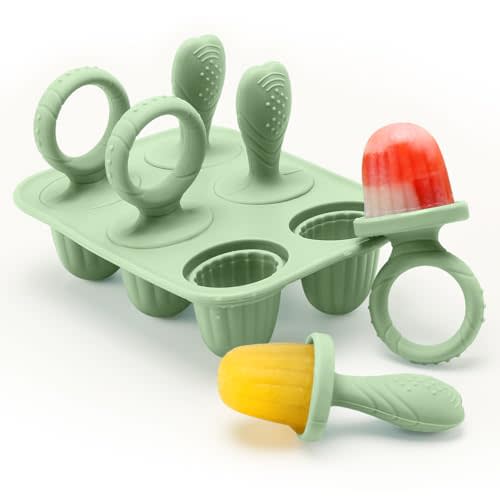 Silicone Toddlers Popsicle Molds with Sticks, Mini Popsicles Molds for Baby Breastmilk Popsicle Molds for Teething Relief, Frozen Treats Maker Popsicle Maker Ice Pop Mold for Babies Kids