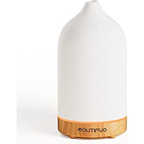 Ceramic Diffuser,Essential Oil Diffusers,200ml Aromatherapy Diffuser with Waterless Auto-Off Function for Home Office Room(White)