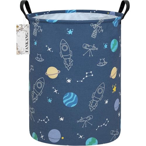 FANKANG Storage Basket, Nursery Hamper Canvas Laundry Basket Foldable with Waterproof PE Coating Large Storage Baskets for Kids Boys and Girls, Office, Bedroom, Clothes,Toys（Colorful Space ）