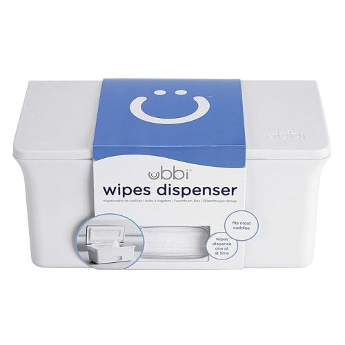 Ubbi Baby Wipes Dispenser | Baby Wipes Case | Baby Wipes Holder with Weighted Plate, Keeps Wipes Fresh and Non-Slip Rubber Feet, White