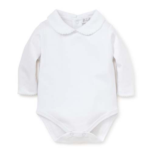 White Kissy Basics L/S Bebe Collar Bodysuit