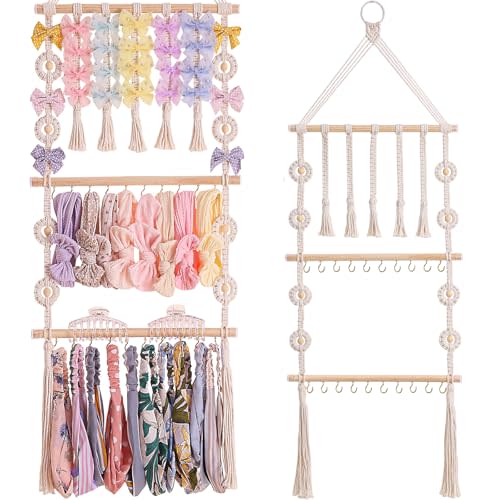Officentra Bow Holder for Girls Hair Bows - Bow Organizer for Girls, Wall-Mounted Baby Headband Organizer, Headband Holder for Baby Girl