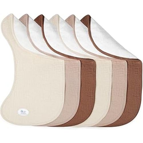 lulumoon Muslin Burp Cloths Sets - Large Cotton Burping Cloth Super Soft and Absorbent for Baby Boys and Girls 6pack (Brown)