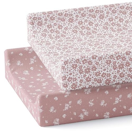 Changing Pad Cover 2-Pack (Antique Rose) - Premium Fitted Sheets - Buttery Soft Cotton Blend