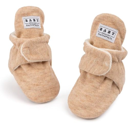 HsdsBebe Unisex Newborn Baby Cotton Booties Non-Slip Sole for Toddler Boys Girls Infant Winter Warm Fleece Cozy Socks Shoes