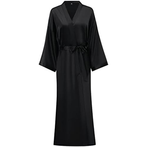 Women's Soft Long Satin Robes Long Silk Robes Full Length Robes Kimonos Silky Bath Robe Dressing Gowns