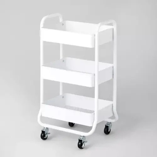 3 Tier Metal Utility Cart White