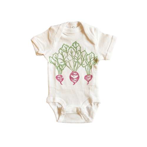 Veggie onesie, beet onesie, baby onesie, block print onesie, hand printed onesie, baby shower gift, vegetable onesie, veggie baby onesie