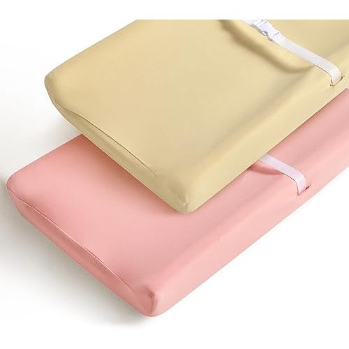 Pack of 2 Changing Pad Cover, Ultra Soft Cotton Breathable Diaper Changing Table Cover for Baby Boys Girls,Neutral Fitted Changing Pad Sheets (Beige & Pink)