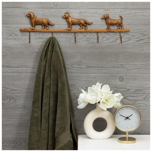 Gold Dogs Wall Decor With Hooks