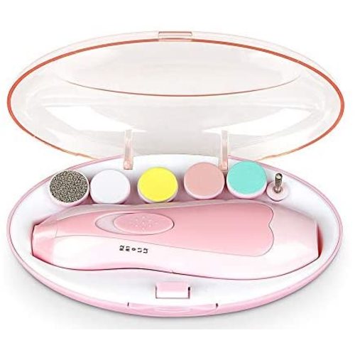 Baby Nail Trimmer, Upgraded Safe Electric Baby Nail Clipper, Baby Nail File with LED Light for Newborn Toddler & Kids Toes and Fingernails - Care, Polish & Trim (Blue) (Pink)