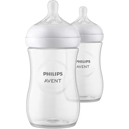 Philips AVENT Natural Baby Bottle with Natural Response Nipple, Clear, 9oz,  2pk, SCY903/02