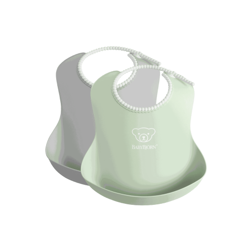 BabyBjorn Feeding Bib, 2-Pack, Gray and Powder Green
