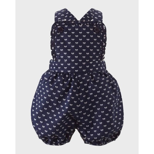 Girl's Bow Dungarees, Size 6M-24M