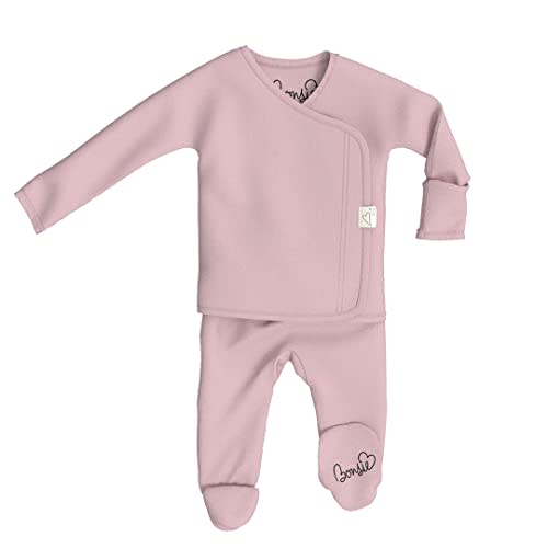 Bonsie Skin to Skin Babywear Footed Bodysuit - Pink Baby One Piece - Peony