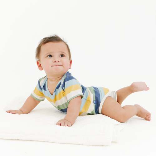 big multi stripe blue cloudstretch™ magnetic bodysuit – Magnetic Me