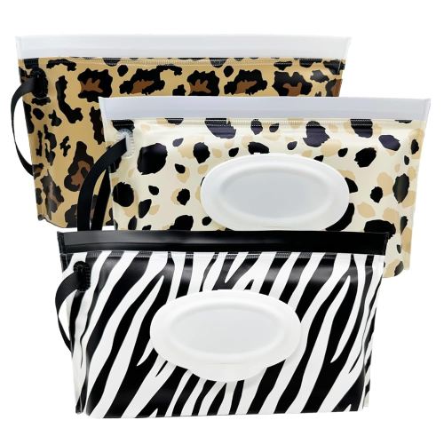 Portable Wet Wipe Pouch, Reusable Refillable Travel Wipes Holder & Case, Lightweight Flushable Diaper Wipes Container for Baby (3 Pack)