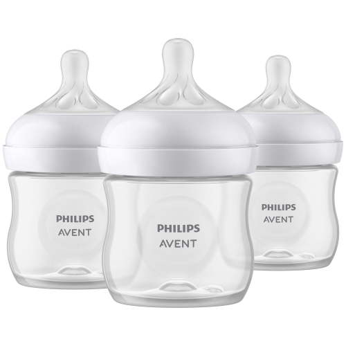Philips Avent Natural Baby Bottle With Natural Response Nipple, Clear, 4oz, 3 pack, SCY900/03, Avent Natural Bottle Clear 4oz 3pk - Walmart.ca