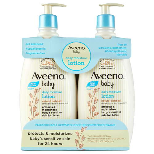 Aveeno Baby Daily Moisture Lotion with Pump, 24hr Protection, 18 fl. oz., 2 pk.