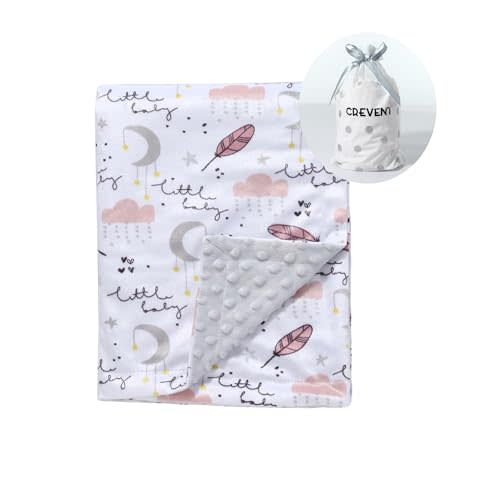 CREVENT Soft Plush Minky Baby Blanket for Girls, for Newborns, Toddlers Bedding Napping - Sweet Dream 30x40 Inches