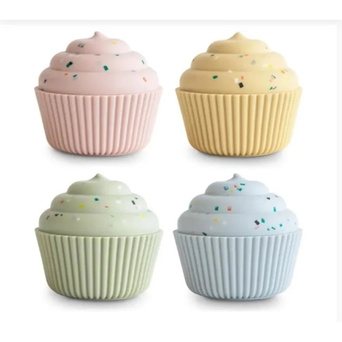 Mushie - Silicone Mix and Match Cupcake Toy 4 Pack, Mold Free | MacroBaby