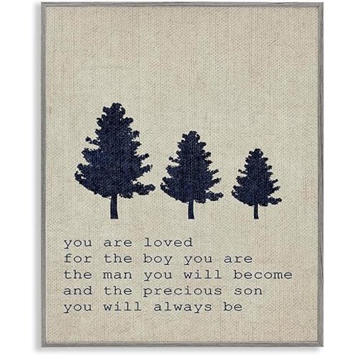 Stupell Industries You are Loved Son Trees Grey Framed Wall Art, 11x14, Design by Artist Daphne Poselli