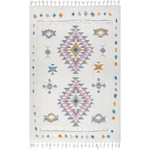 Union Rustic Higginson Diamond Shag Performance Ivory Rug & Reviews | Wayfair