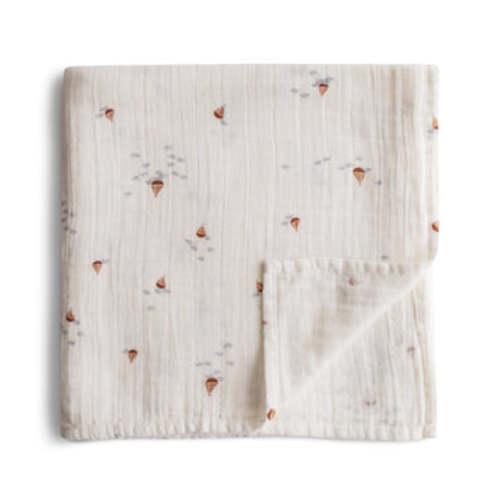 Mushie Organic Cotton Muslin Swaddle Blanket - Boats