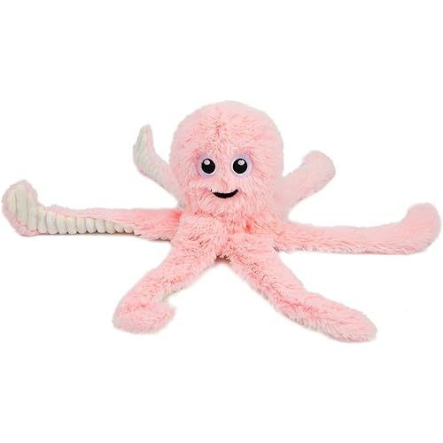 Best Pet Supplies OctoMutant Crinkle Plush Dog Toys for Interactive Play, Puppy and Senior Indoor Play, Colorful Octopus Toy Shape, Soft Head Stuffing, Cute and Cuddly - Pink
