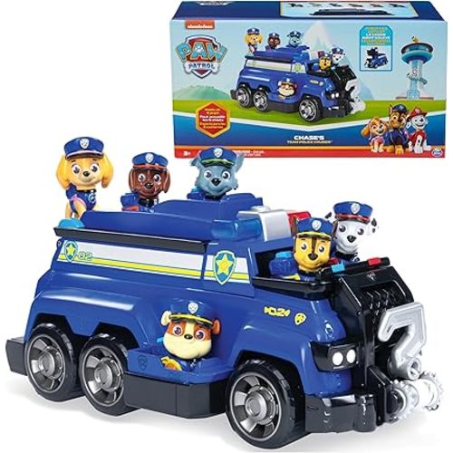 PAW Patrol Team Cruiser, Large Scale Vehicle with Exclusive Chase, Marshall, Skye, Rubble, Rocky & Zuma Action Figures, Toys for Boys & Girls Ages 3+