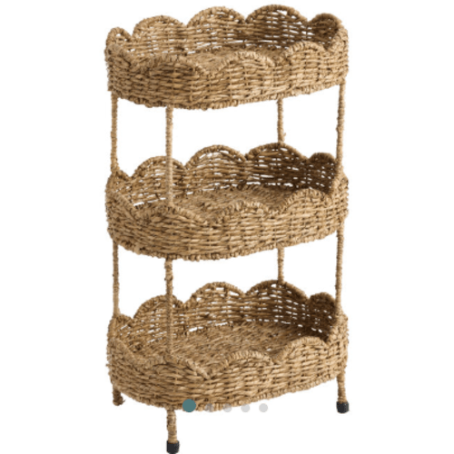 Daisy Oval Natural Seagrass Scalloped 3 Tier Storage Tower - World Market