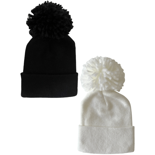 2-Pack Baby's First Hat®, Black/Warm White Pom