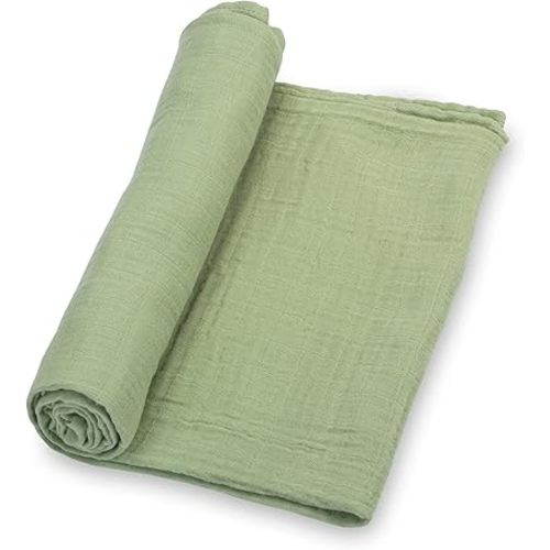 LollyBanks Baby Swaddle Blanket, 100% Cotton Muslin Swaddle Blankets for Boys and Girls, 47 x 47 Inches Cozy Swaddles for Newborns, Soft and Breathable Baby Receiving Blankets, Registry (Green)