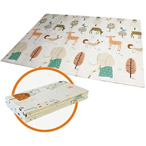 Baby Folding mat Play mat Extra Large Foam playmat Crawl mat Reversible Waterproof Portable Double Sides Kids Baby Toddler Outdoor or Indoor Use Non Toxic, Colorful(57x76x0.4in)