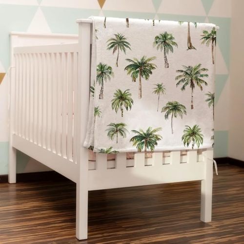 Watercolor Palm Trees Baby Blanket for Boy Girl Green Palm Trees Soft Swaddle Blanket Summer Beach Flannel Receiving Blankets for Toddler Baby Nursery Bed Blanket Stroller Crib Playmat 30x40 - 30x40 Inch - White