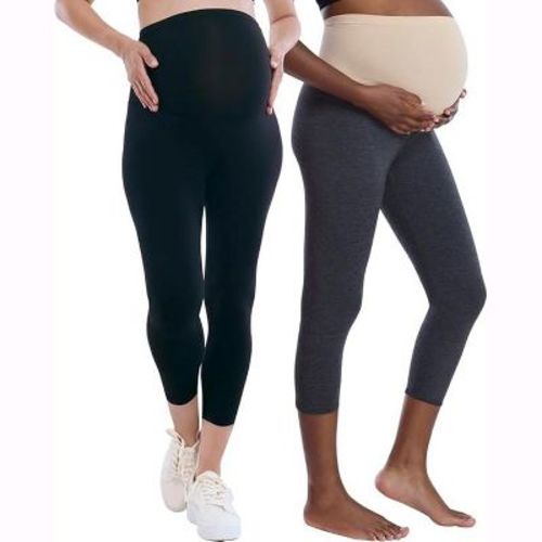 Women's Essential Stretch Secret Fit Over the Belly Maternity Crop Leggings - Black - Size: X Small - Motherhood Maternity