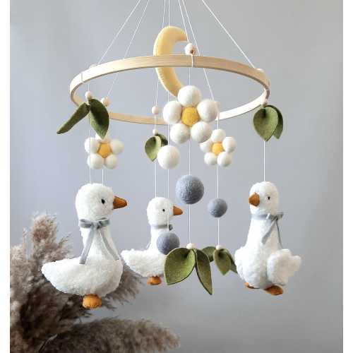 Baby mobile, goose, mobile in the crib, mobile goose, mobile flower, gift to a newborn, toy in the crib, mobile on the farm, toy goose, geese