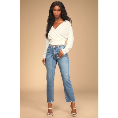 Roaming Wild Medium Wash High-Waisted Straight-Leg Jeans