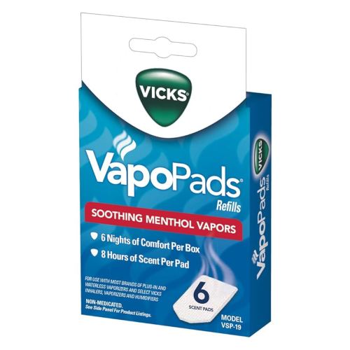 Vicks VapoPads– Soothing Menthol Vapor Pads for Vicks Humidifiers, Vaporizers, Waterless Vaporizers, and Plug-Ins, VSP-19, 6 Count (Pack of 1)