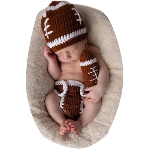 Baby Photography Outfits Crochet Knitted Football Player Outfits Newborn Photo Sports Costume 0-1 Month
