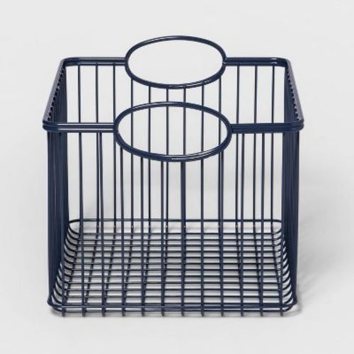 Medium Wire Stackable Kids' Storage Basket Navy - Pillowfort™: Metal Wire Basket, Powder-Coated, Rectangle, Handles