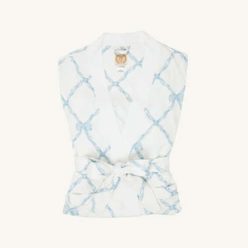 Ready or Not Robe (Women) - Buckhead Blue Belle Meade Bow with Worth Avenue White