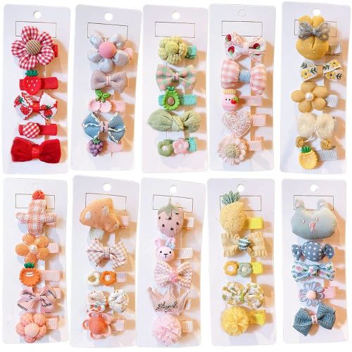 20 Pcs Colorful Baby Hair Clips,Fully Lined Non Slip for Fine Hair Barrettes Flower/Fruit/Candy/Animals Hair Pins Cute Hair Accessories for Girls Age 0-13(Random Sets)