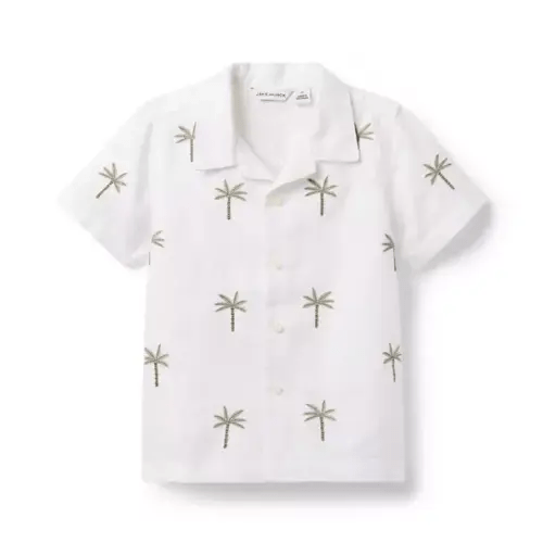 Boy White Palm The Linen-Cotton Cabana Shirt by Janie and Jack