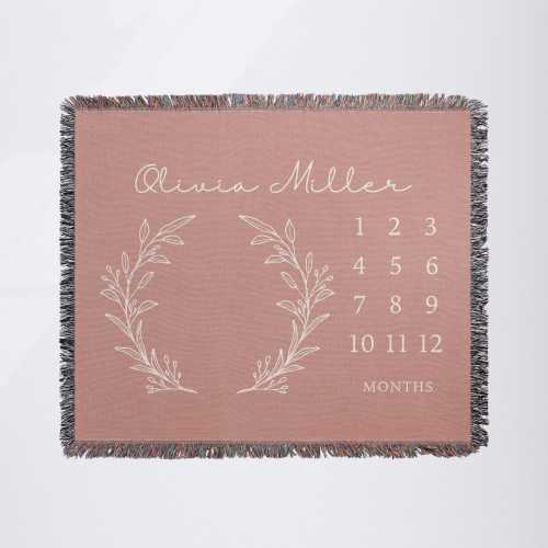 Monthly Milestone Blanket Baby Growth Chart Month Tracker Newborn Name Blanket Gift for New Mom Personalized Baby Woven Throw Blanket