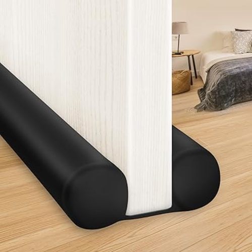 MAXTID Large Door Draft Stopper 30 Inch for Small Size Bedroom Door, Fits 0.5 to 1.7" Gaps Draft Light Blocker Black Door Draft Guard for Bottom of Doors Adjustable Twin Sided Door Draft Stopper