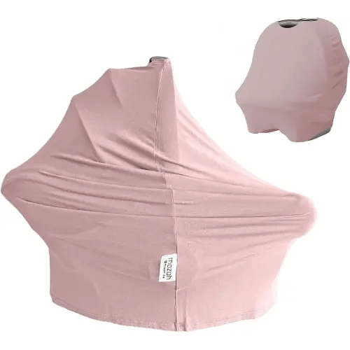 MOZAH Baby Multi-Use Cover: 9-in-1 Baby Car Seat Cover, Nursing Cover, Grocery Cart Cover & More, Breastfeeding Must Haves First Time Mom on Baby Registry (Pale Mauve, Dusty Pink)