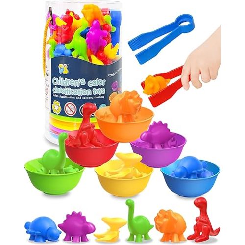 Yetonamr Counting Dinosaurs Montessori Toys for 3 4 5 Years Old Boys Girls, Toddler Preschool Learning Activities Sensory Toys Birthday Gifts