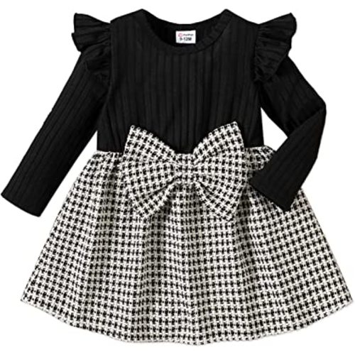 PATPAT Baby Girl Dress Newborn Infant Girls Dress Long Sleeve Dress